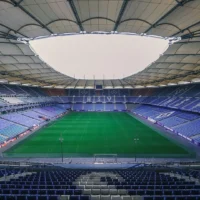 Ein Blick in das leere Hamburger Volksparkstadion